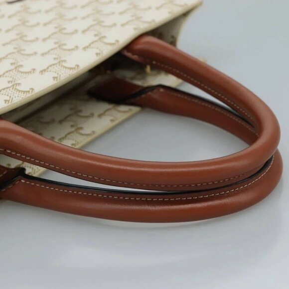 CELINE Triomphe Small Vertical Cabas Tote Bag PVC Leather 2way White - Picture 9 of 16